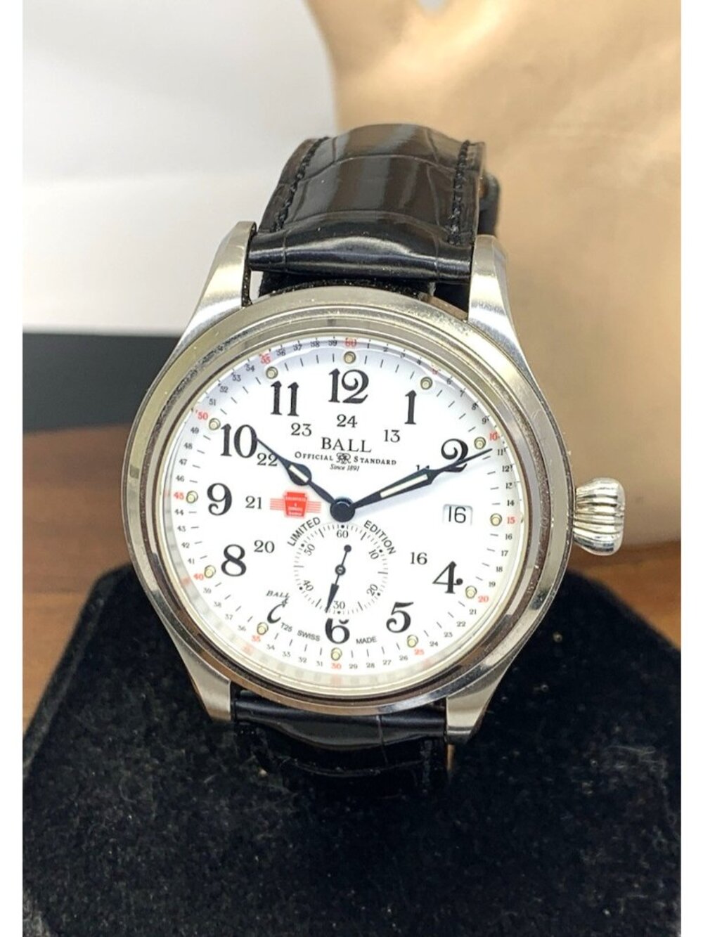 Ball Trainmaster Men's Watch Limited Edition NM1052D Swiss Automatic White Dial